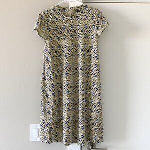 J McLaughlin Geometric Print Short Sleeve Fit & Flare Dress Size XS Career Work